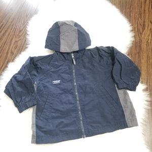OshKosh Bosh Dark Blue Gray Classic Hoodie Jacket Pockets WindBreaker Spring 4